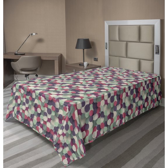 Ambesonne Retro Flat Sheet, Pastel Color Brushstrokes, Twin Size, Multicolor