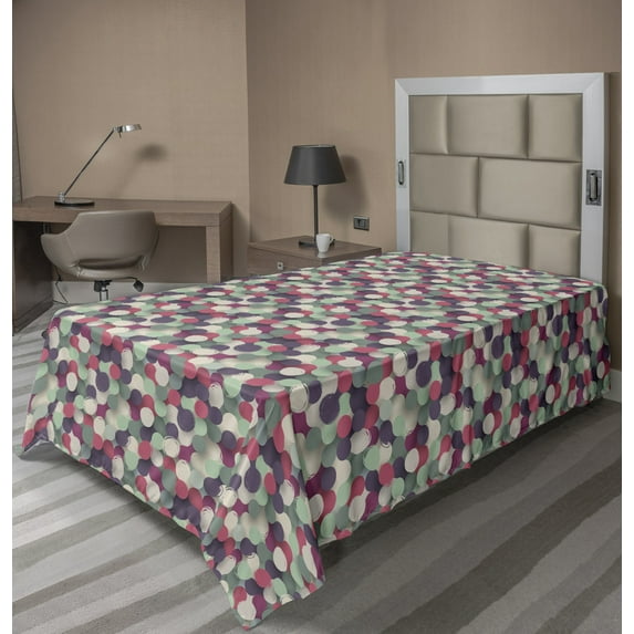 Ambesonne Retro Flat Sheet, Pastel Color Brushstrokes, Twin Size, Multicolor