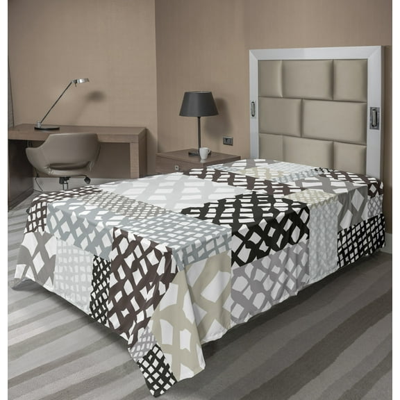 Ambesonne Retro Flat Sheet, Patchwork Style, TwinXL Size, Multicolor