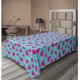 thumbnail image 1 of Ambesonne Retro Flat Sheet, Pink Heart on Polka Dots, TwinXL Size, Hot Pink and Turquoise, 1 of 1