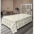 thumbnail image 1 of Ambesonne Retro Flat Sheet, Sketchy Halved Pear Pattern, Twin Size, Brown Eggshell and White, 1 of 1