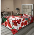 thumbnail image 1 of Ambesonne Retro Flat Sheet, Slavic Patchwork Poppy, TwinXL Size, Multicolor, 1 of 1
