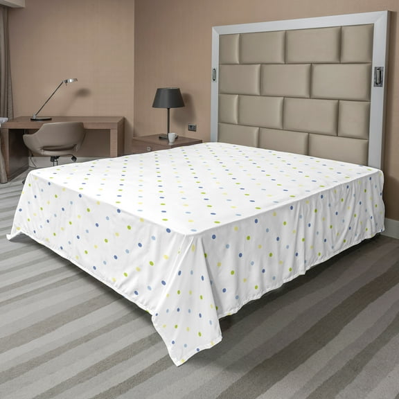 Ambesonne Retro Flat Sheet, Small Pastel Polka Dots, California King, Multicolor