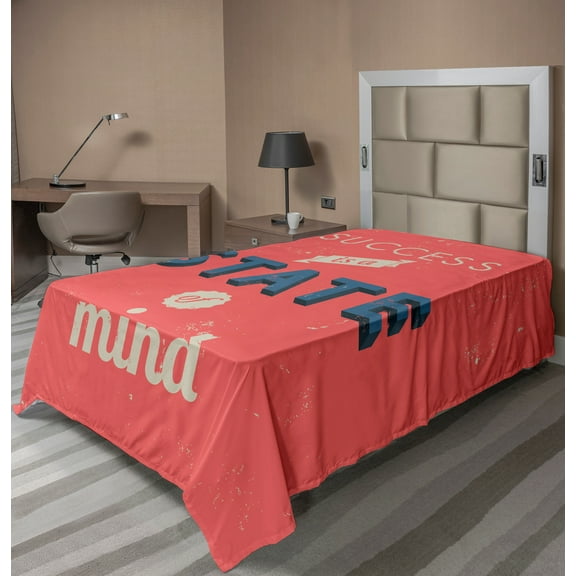 Ambesonne Retro Flat Sheet, Success Motivating Words, TwinXL Size, Red Charcoal