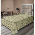 thumbnail image 1 of Ambesonne Retro Flat Sheet, Vintage Geometrical Motifs, Twin Size, Orange Cream Sea Blue, 1 of 1