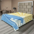 thumbnail image 1 of Ambesonne Retro Flat Sheet, Vintage Waves with Sun, Queen Size, Pale Yellow White, 1 of 1