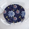 thumbnail image 1 of Ambesonne Retro Floral Fitted Round Tablecloth, Flowers Leaves Garden, 36"- 40" Diameter, Indigo and Mauve Taupe, 1 of 5