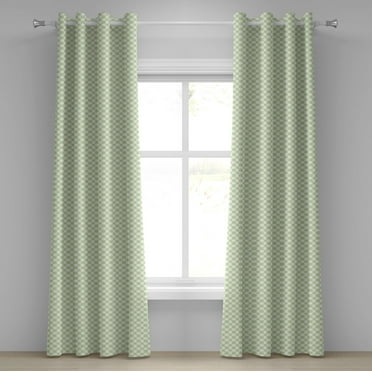 Ambesonne Retro Grommet Curtain, Big Little Squares Tile, 50" x 120", Lime Green White
