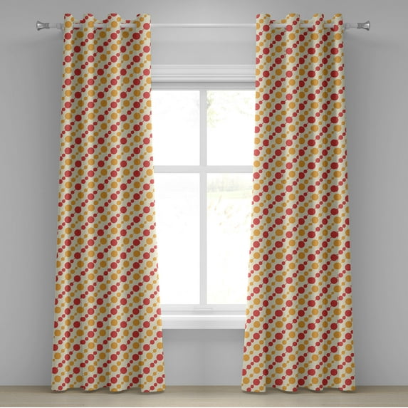 Ambesonne Retro Grommet Curtain, Big Small Dots Chain, 50" x 84", Marigold Scarlet Cream