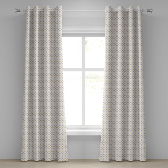 Ambesonne Retro Grommet Curtain, Big Small Shabby Dots, 50" x 96", Cadet Blue Orange White