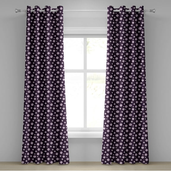 Ambesonne Retro Grommet Curtain, Circles Dots Short Lines, 50" x 96", Dark Purple Pale Pink