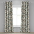 thumbnail image 1 of Ambesonne Retro Grommet Curtain, Colorful Autumn Flowers Plot, 50"x96", Dark Petrol Blue and Sepia, 1 of 1