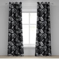 thumbnail image 1 of Ambesonne Retro Grommet Curtain, Dark Theme Flowers Pattern, 50"x108", Charcoal Grey and White, 1 of 1