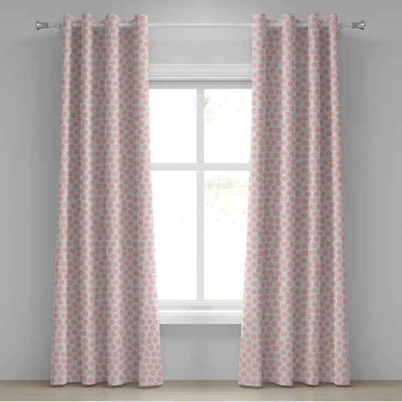 Ambesonne Retro Grommet Curtain, Hand Drawn Dots in Pink, 50" x 108", Coconut Blush
