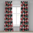 thumbnail image 1 of Ambesonne Retro Grommet Curtain, Horizontal Lines Poppies Art, 50"x120", Dark Pink and Jade Green, 1 of 1