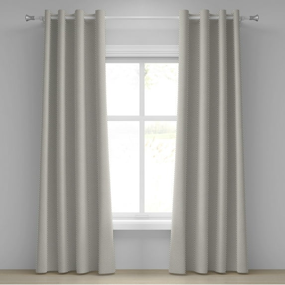 Ambesonne Retro Grommet Curtain, Narrow Stripes Geometric, 50" x 84", Cocoa White