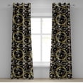 thumbnail image 1 of Ambesonne Retro Grommet Curtain, Nostalgia Fashion Pattern Art, 50"x96", Black Mustard and Mauve, 1 of 5