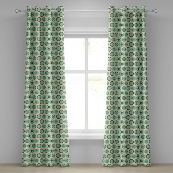 Ambesonne Retro Grommet Curtain, Polka Dot Pastel Pattern, 50" x 72", Dark Taupe Mint Green
