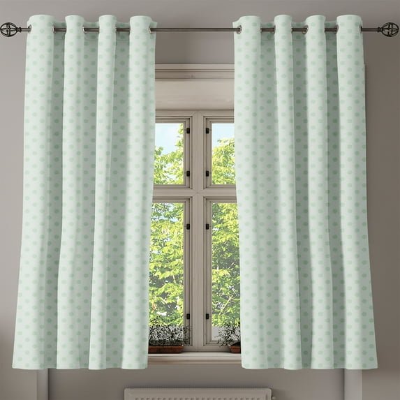 Ambesonne Retro Grommet Curtain, Polka Dots Classic, 50" x 63", Almond Green