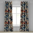 thumbnail image 1 of Ambesonne Retro Grommet Curtain, Rounds Ombre Art Style Motifs, 50"x72", Tan Dark Blue and Vermilion, 1 of 5