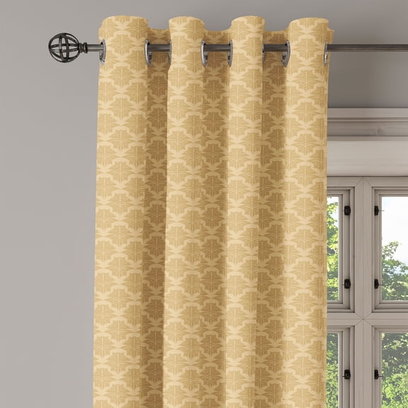 Ambesonne Retro Grommet Curtain Single Panel, Classic Damask Victorian, 50"x60", Pale Brown