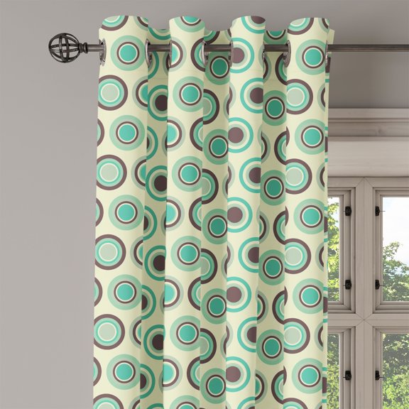 Ambesonne Retro Grommet Curtain Single Panel, Polka Dot Pastel Pattern, 50"x60", Dark Taupe Mint Green