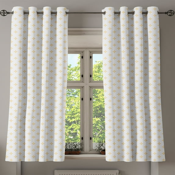 Ambesonne Retro Grommet Curtain, Star Like Classy, 50" x 63", Apricot Yellow and White