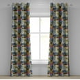 thumbnail image 1 of Ambesonne Retro Grommet Curtain, Vintage Travel Plate, 50" x 72", Green Blue Yellow, 1 of 6