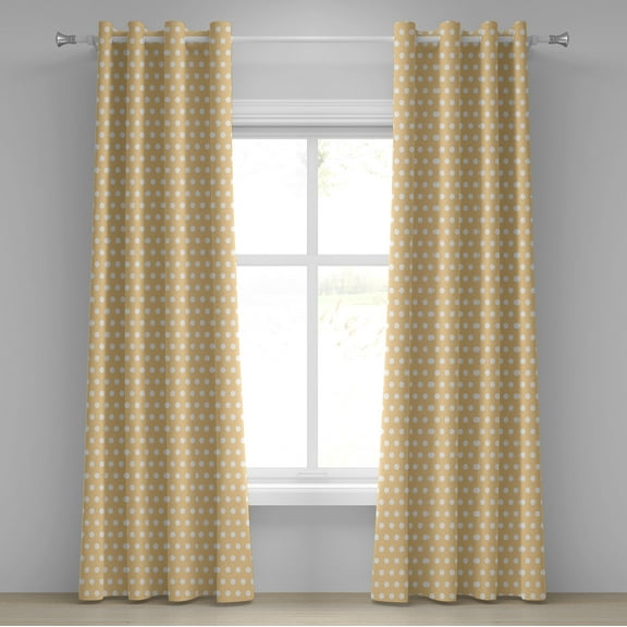 Ambesonne Retro Grommet Curtain, White Polka Dots Classic, 50" x 84", Orange White