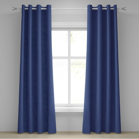 Ambesonne Retro Grommet Curtain, White Polka Dotted Tile, 50" x 84", White and Indigo