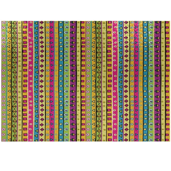 Ambesonne Retro Jigsaw Puzzle Durable Cardboard, Colored Abstract Stripes, 1000 pcs, Multicolor