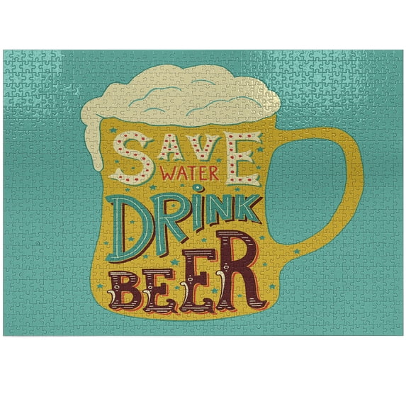 Ambesonne Retro Jigsaw Puzzle Durable Cardboard, Foamy Beer Glasses Words, 1000 pcs, Multicolor White