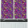 thumbnail image 1 of Ambesonne Retro Kitchen Curtains, 90s Cartoon Design Pattern, 55"x39", Multicolor, 1 of 2