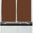 thumbnail image 1 of Ambesonne Retro Kitchen Curtains, Brown Toned Geometric Tile, 55"x39", Multicolor, 1 of 2