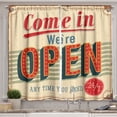 thumbnail image 1 of Ambesonne Retro Kitchen Curtains, Come In We're Open 24/7 Print, 55"x45", Vermilion Champagne, 1 of 3