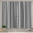 thumbnail image 1 of Ambesonne Retro Kitchen Curtains, Geometric Ribbon Stripes, 55"x39", White Black, 1 of 3