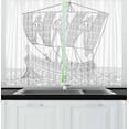 thumbnail image 1 of Ambesonne Retro Kitchen Curtains, Greek Galley, 55"x39", Black White, 1 of 3