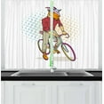 thumbnail image 1 of Ambesonne Retro Kitchen Curtains, Hipster Goat on Bicycle, 55"x39", Multicolor, 1 of 2