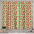 thumbnail image 1 of Ambesonne Retro Kitchen Curtains, Strawberries and Mushrooms, 55"x39", Dark Pink Burgundy Pink, 1 of 3