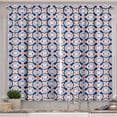thumbnail image 1 of Ambesonne Retro Kitchen Curtains, Vintage Circles Squares Art, 55"x30", Salmon and Dark Violet Blue, 1 of 1