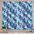 thumbnail image 1 of Ambesonne Retro Kitchen Curtains, Vintage Mosaics Squares, 55"x39", Pale Blue Dark Blue, 1 of 3
