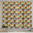 thumbnail image 1 of Ambesonne Retro Kitchen Curtains, Vivid Ring Records Vinyl Art, 55"x36", Multicolor, 1 of 3