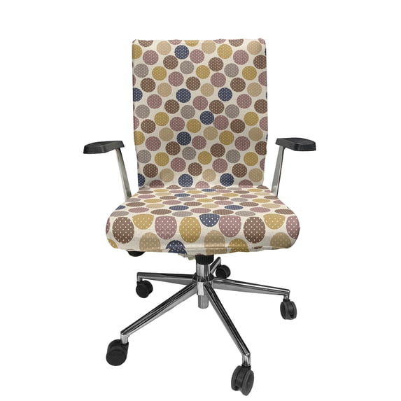 Ambesonne Retro Office Chair Cover Stretchable High Back, Polka Dots Circles, Multicolor