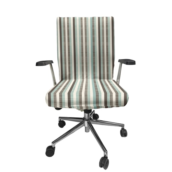 Ambesonne Retro Office Chair Cover Stretchable High Back, Striped Classical Old, Almond Green Brown Cream