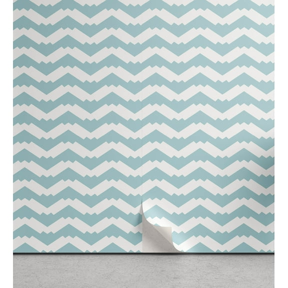 Ambesonne Retro Peel & Stick Wallpaper for Home, Chevron Snowy Mountaintop, 13"x100", Pale Blue White