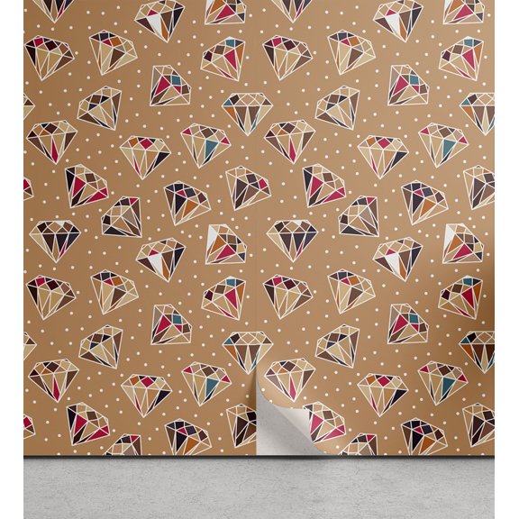 Ambesonne Retro Peel & Stick Wallpaper for Home, Colorful Diamond Shapes, 13"x36", Multicolor