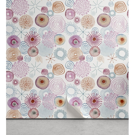 Ambesonne Retro Peel & Stick Wallpaper for Home, Dahlia Flower Petals, 13"x100", Multicolor