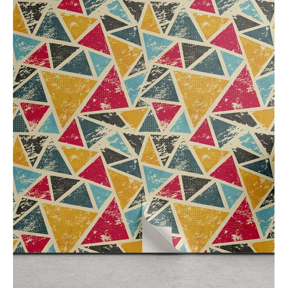 Ambesonne Retro Peel & Stick Wallpaper for Home, Funk Art Grungy Abstract, 13"x36", Multicolor