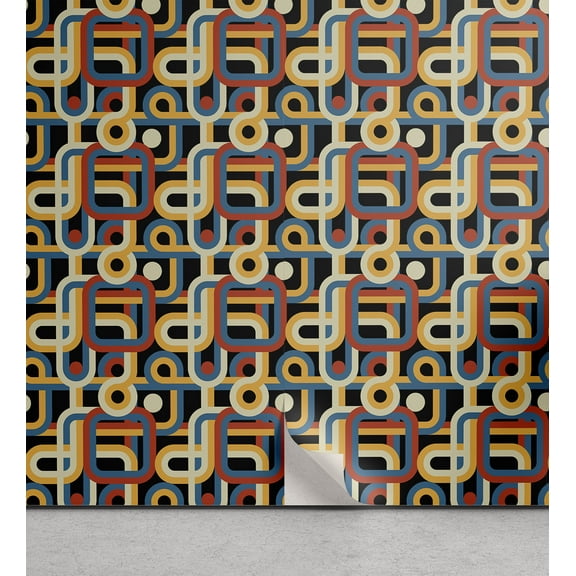 Ambesonne Retro Peel & Stick Wallpaper for Home, Geometric Colorful Stripe, 13"x100", Multicolor