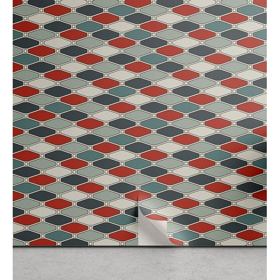 Ambesonne Retro Peel & Stick Wallpaper for Home, Geometric Mosaic Tile, 13"x100", Multicolor